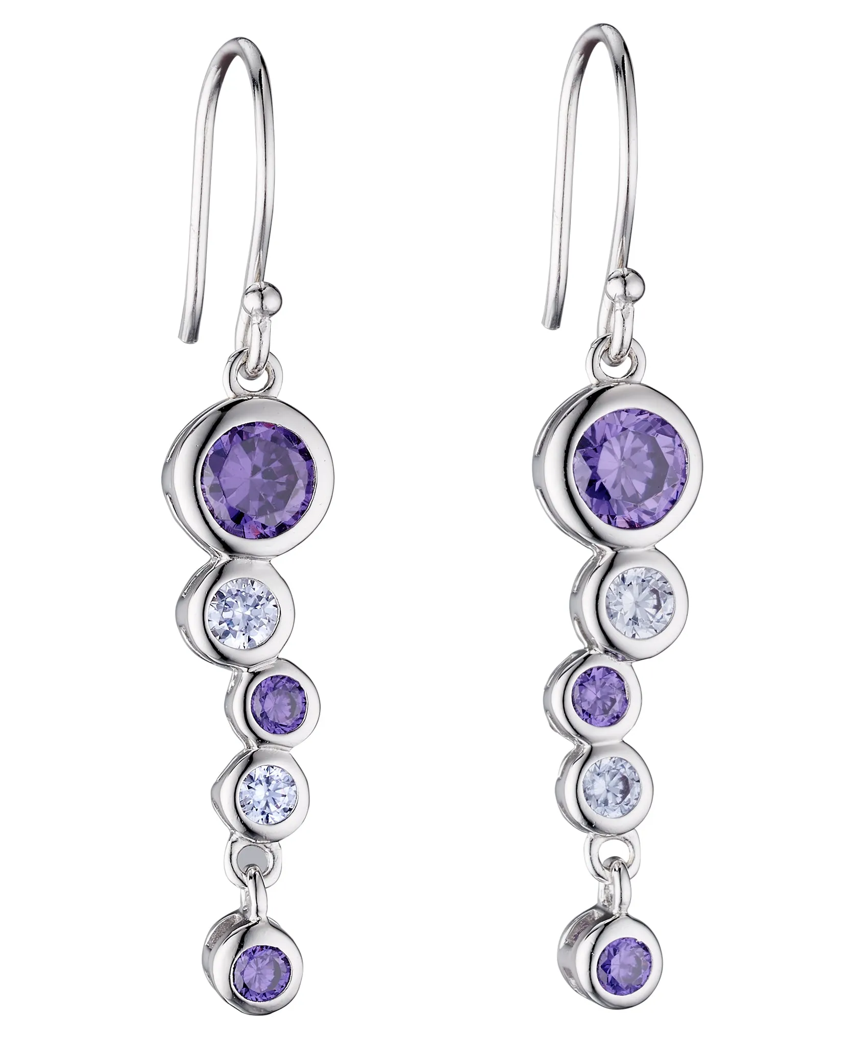 FIORELLI silver Bubble Drop Earrings With Purple CZ 32847