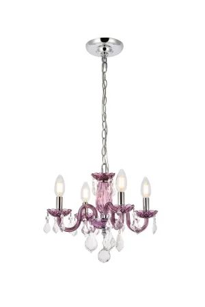 Four Light Pendant from the Rococo Collection in Purple Finish by Elegant Lighting