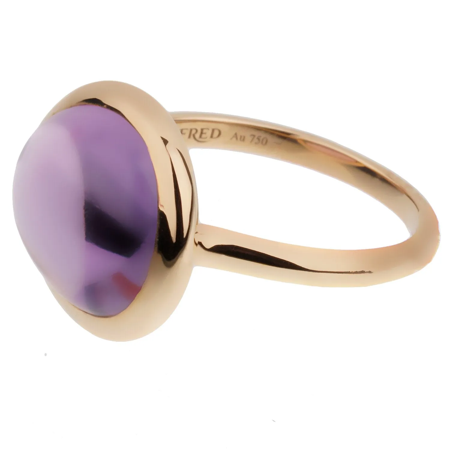 Fred of Paris 7ct Amethyst 18k Rose Gold Cocktail Ring Size 6 3/4