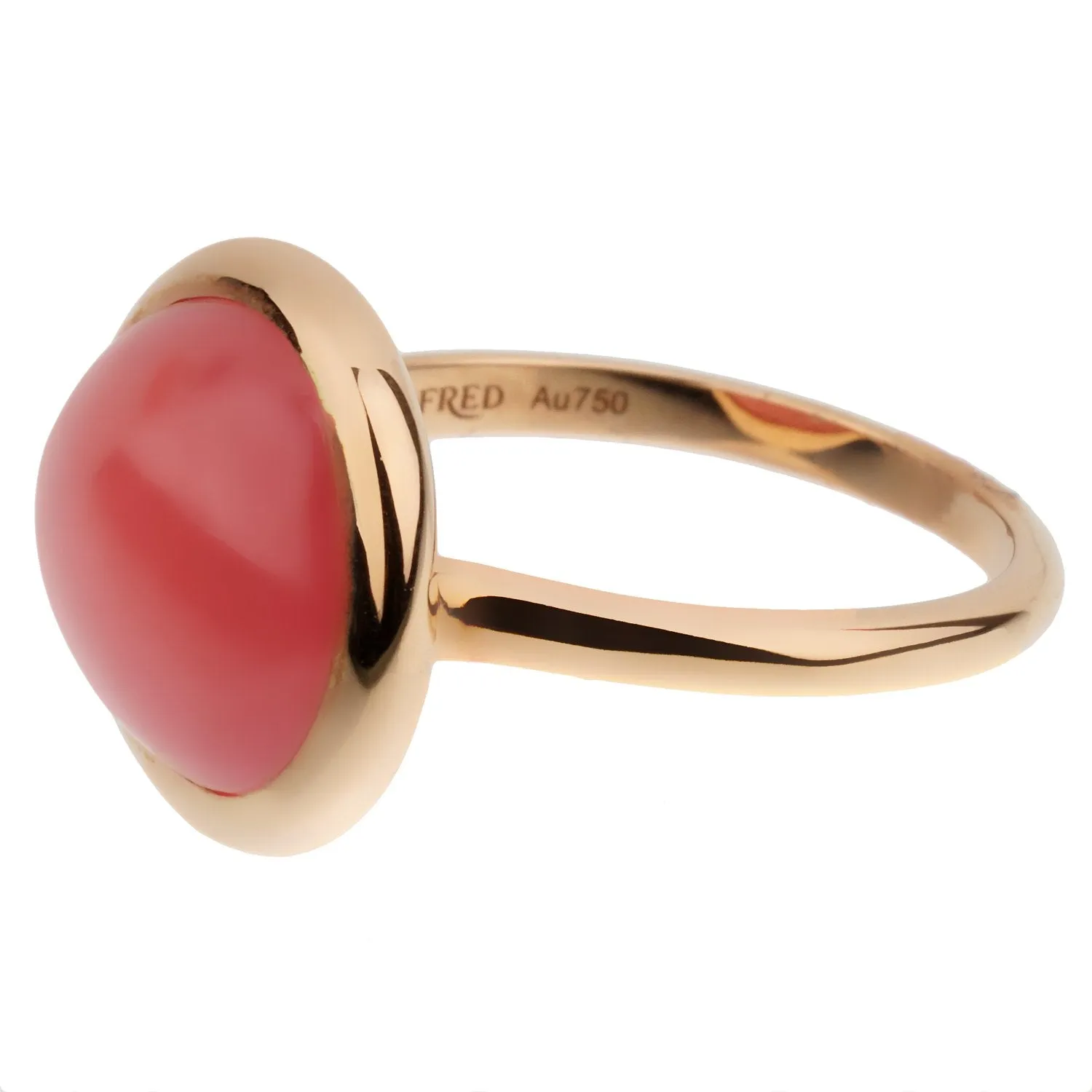 Fred of Paris 7ct Cabochon Rhodochrosite Rose Gold Cocktail Ring Size 6 3/4
