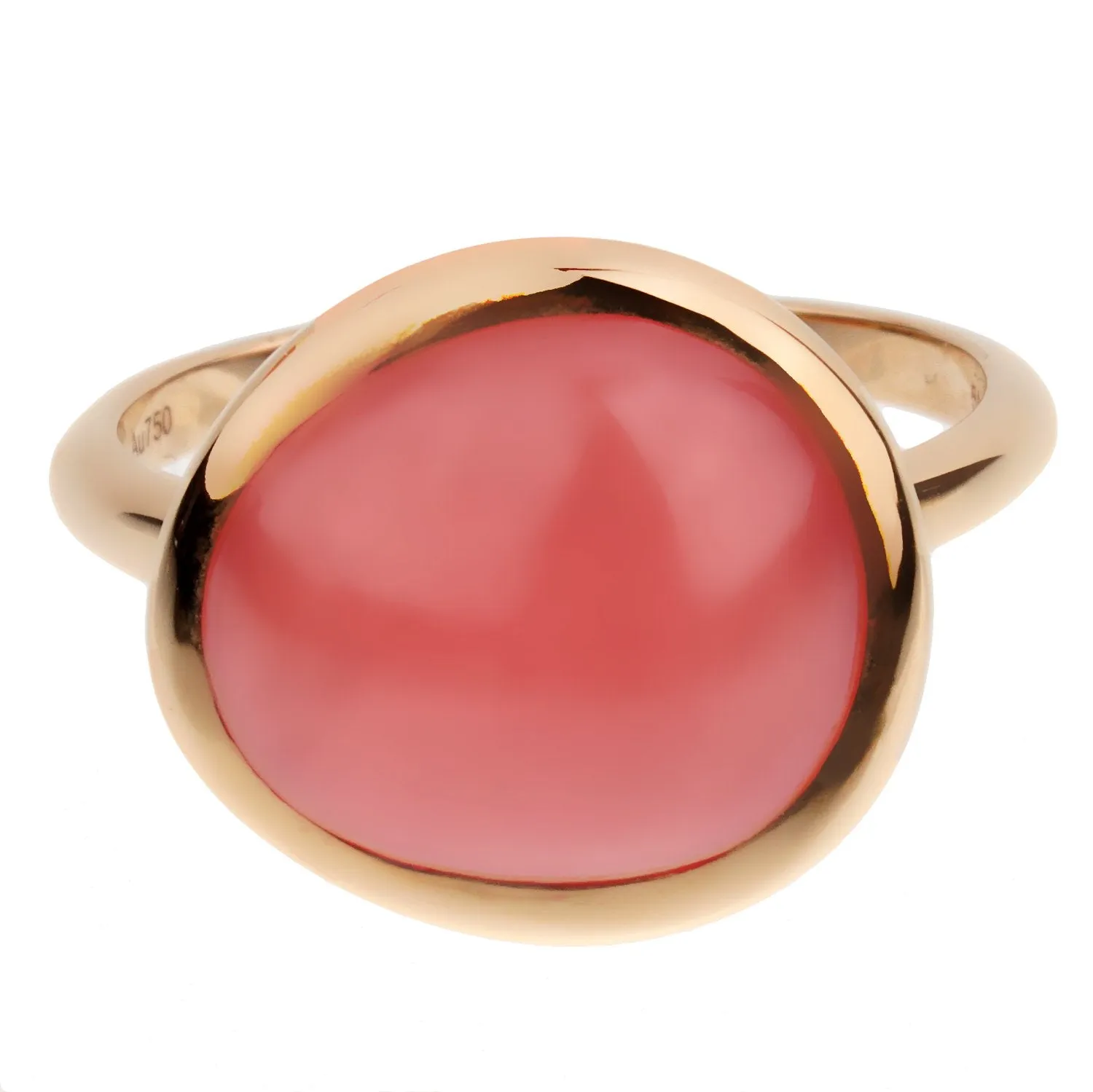 Fred of Paris 7ct Cabochon Rhodochrosite Rose Gold Cocktail Ring Size 6 3/4