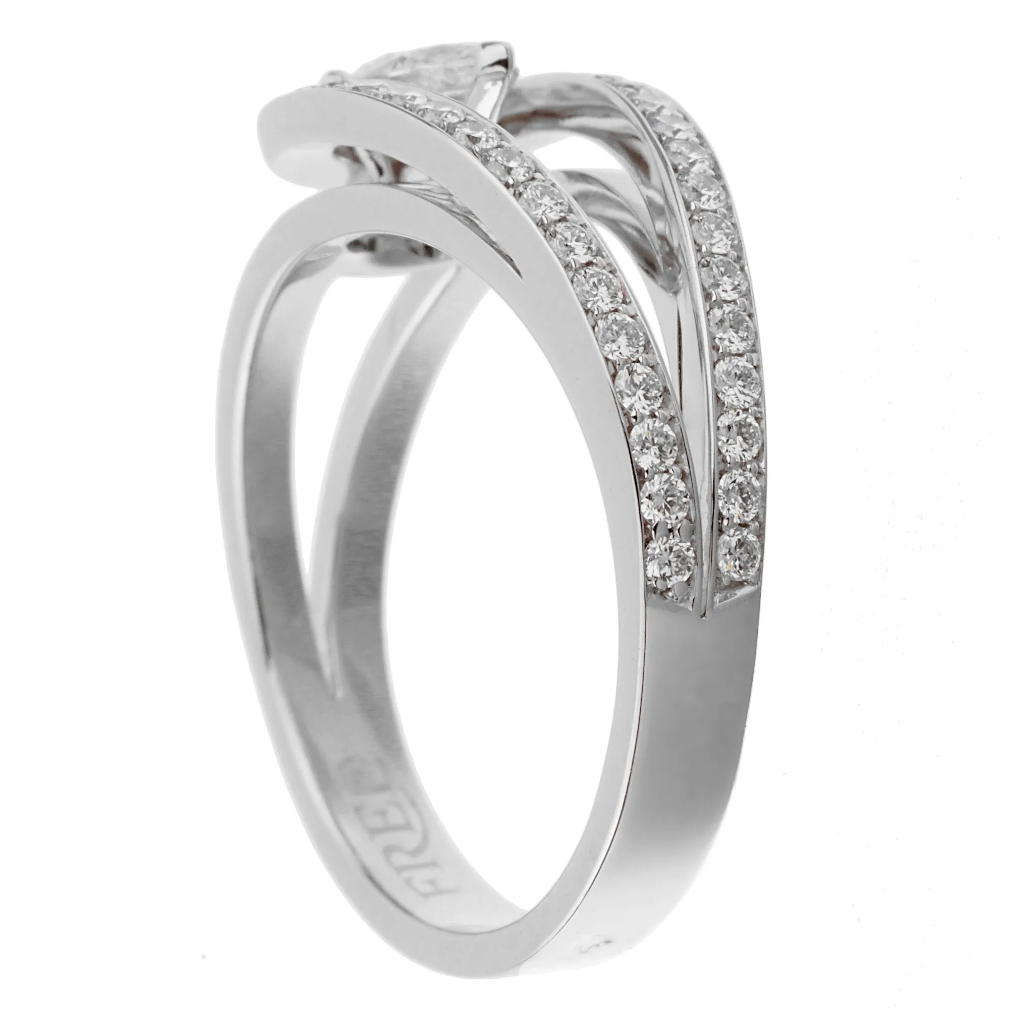 Fred of Paris .86ct Lovelight Pear Diamond Platinum Ring Sz 7 1/4