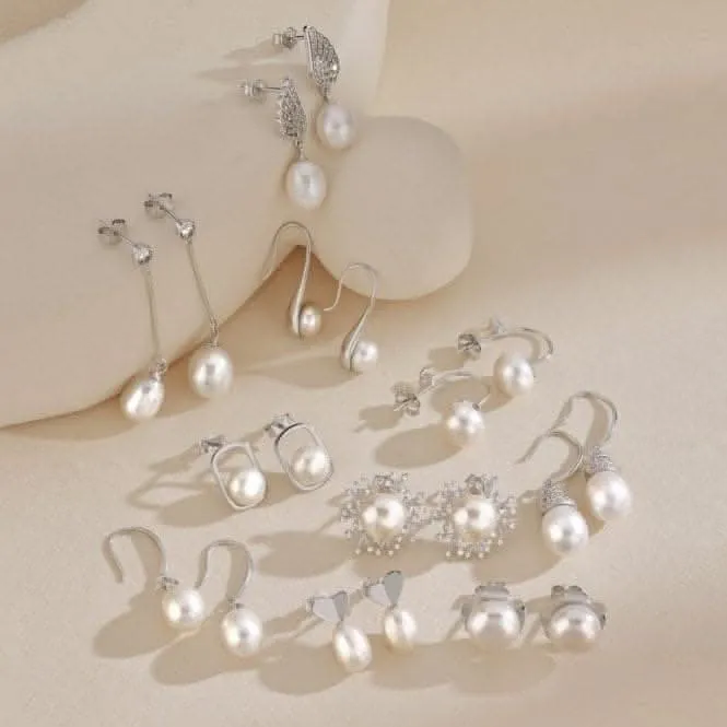 Fresh Water Pearl Sparkling Leaves Earrings ERLE023