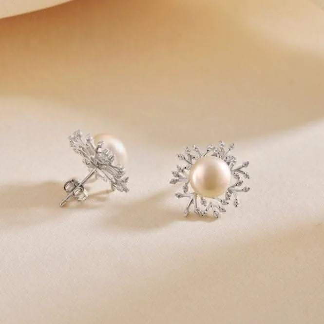 Fresh Water Pearl Sparkling Leaves Earrings ERLE023