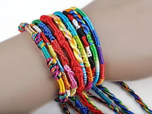 Friendship Bracelets Ankle Boho for Women 50Pcs Jewelry Lot Braid Friendship Cords Handmade Bracelets Bangle- Tennis and Strand Jewelry Gifts