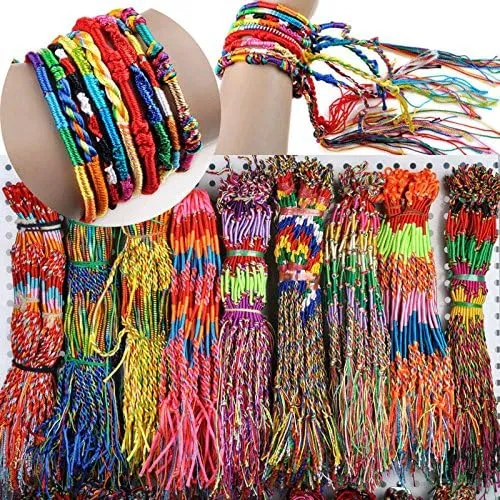 Friendship Bracelets Ankle Boho for Women 50Pcs Jewelry Lot Braid Friendship Cords Handmade Bracelets Bangle- Tennis and Strand Jewelry Gifts