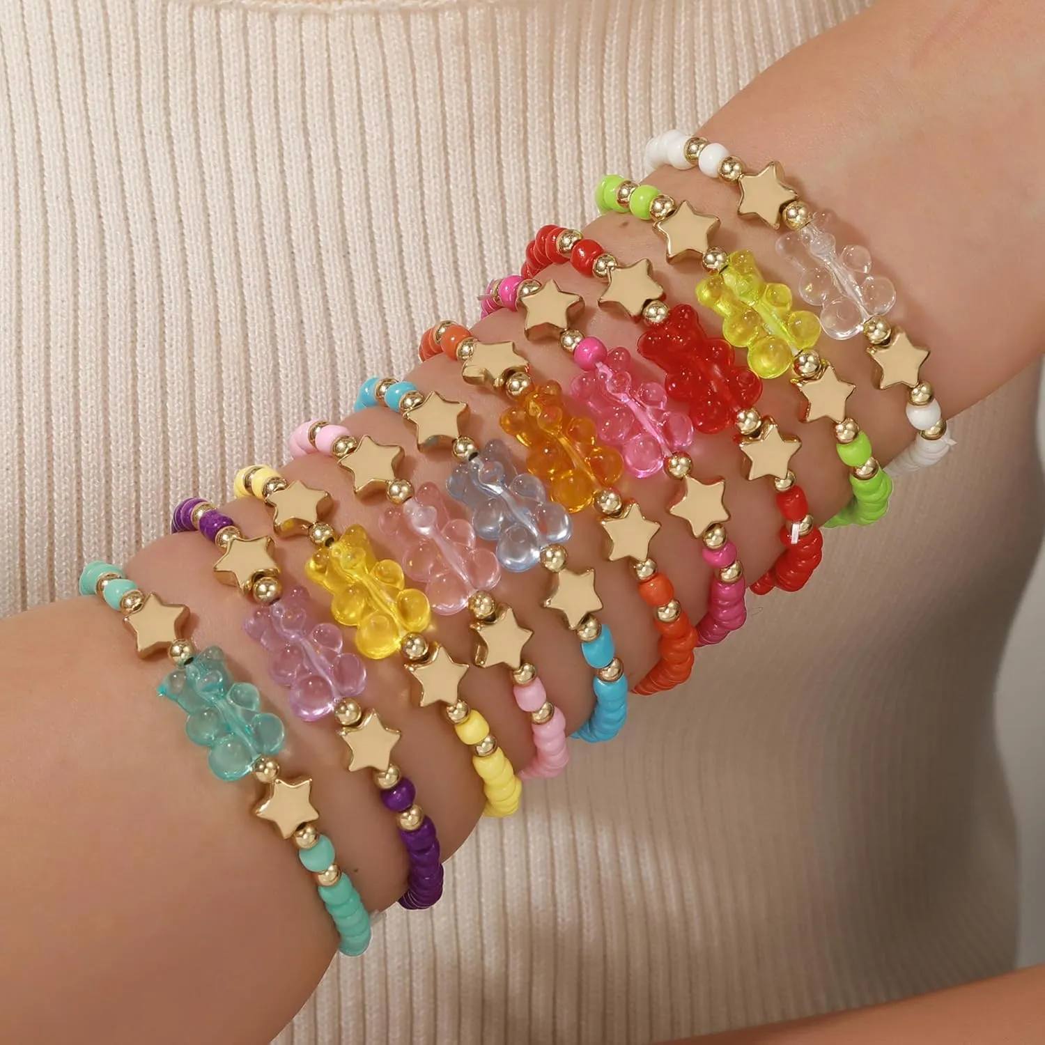 Friendship Bracelets for Women, Inspirational Preppy Bracelets Stackable, Best Friend bracelet Set, Stretch Colorful Heishi Clay Beaded Bracelets for Women