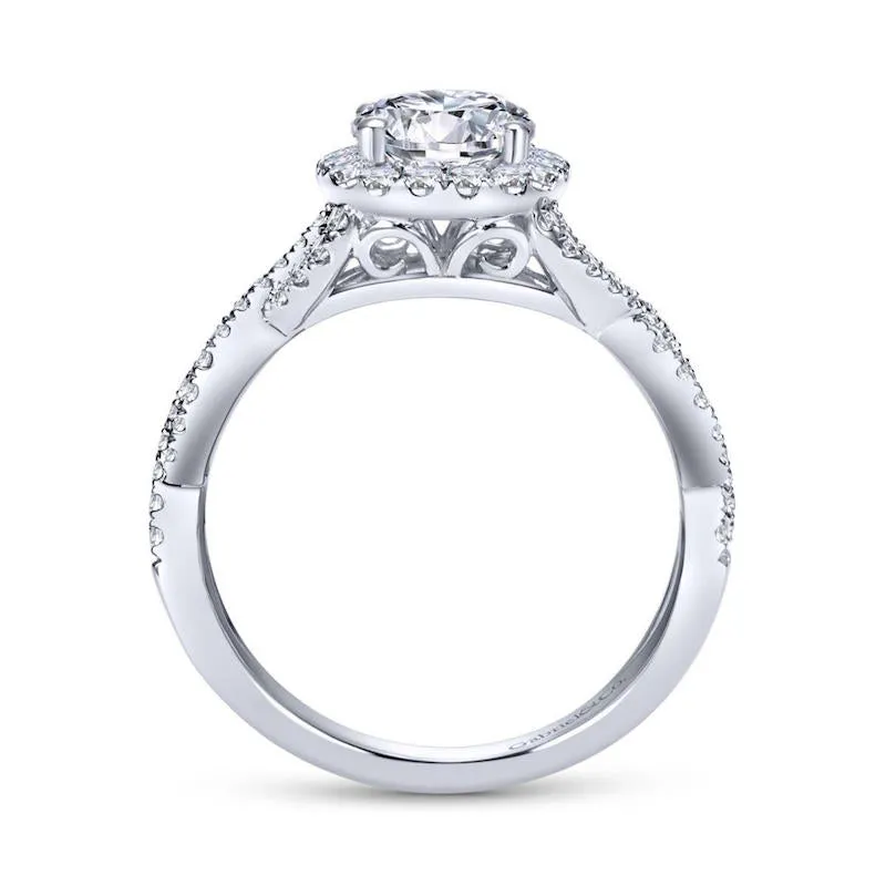 Gabriel & Co. 14k White Gold Contemporary Criss Cross Engagement Ring
