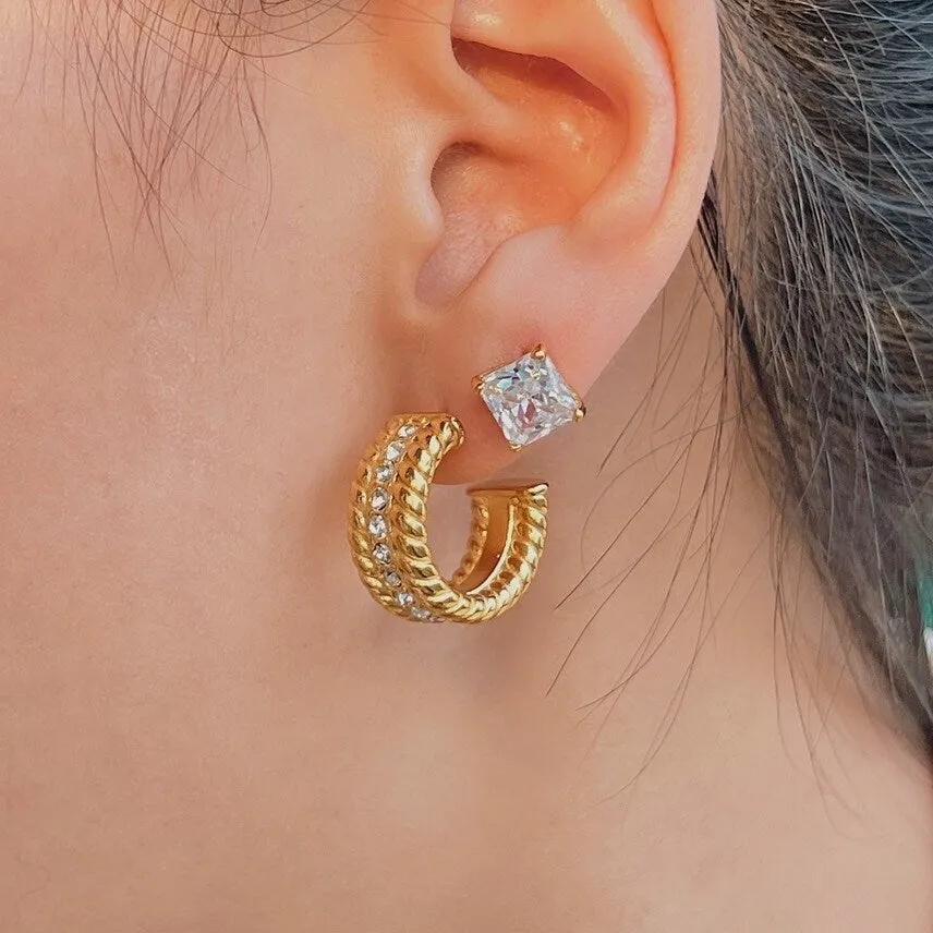 Gabriel Bold Twisted Pave Earrings