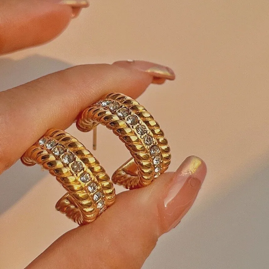 Gabriel Bold Twisted Pave Earrings
