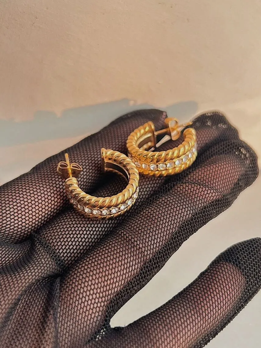 Gabriel Bold Twisted Pave Earrings