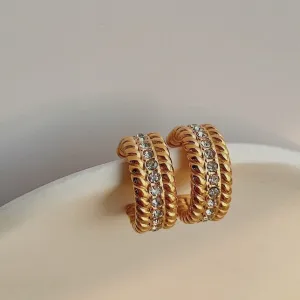 Gabriel Bold Twisted Pave Earrings