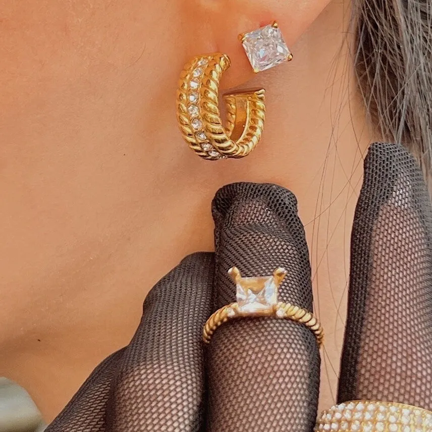 Gabriel Bold Twisted Pave Earrings