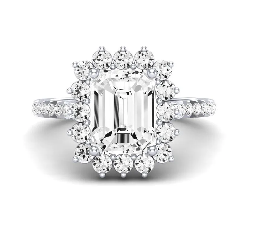 Gazania - Emerald Lab Diamond Engagement Ring (IGI Certified)