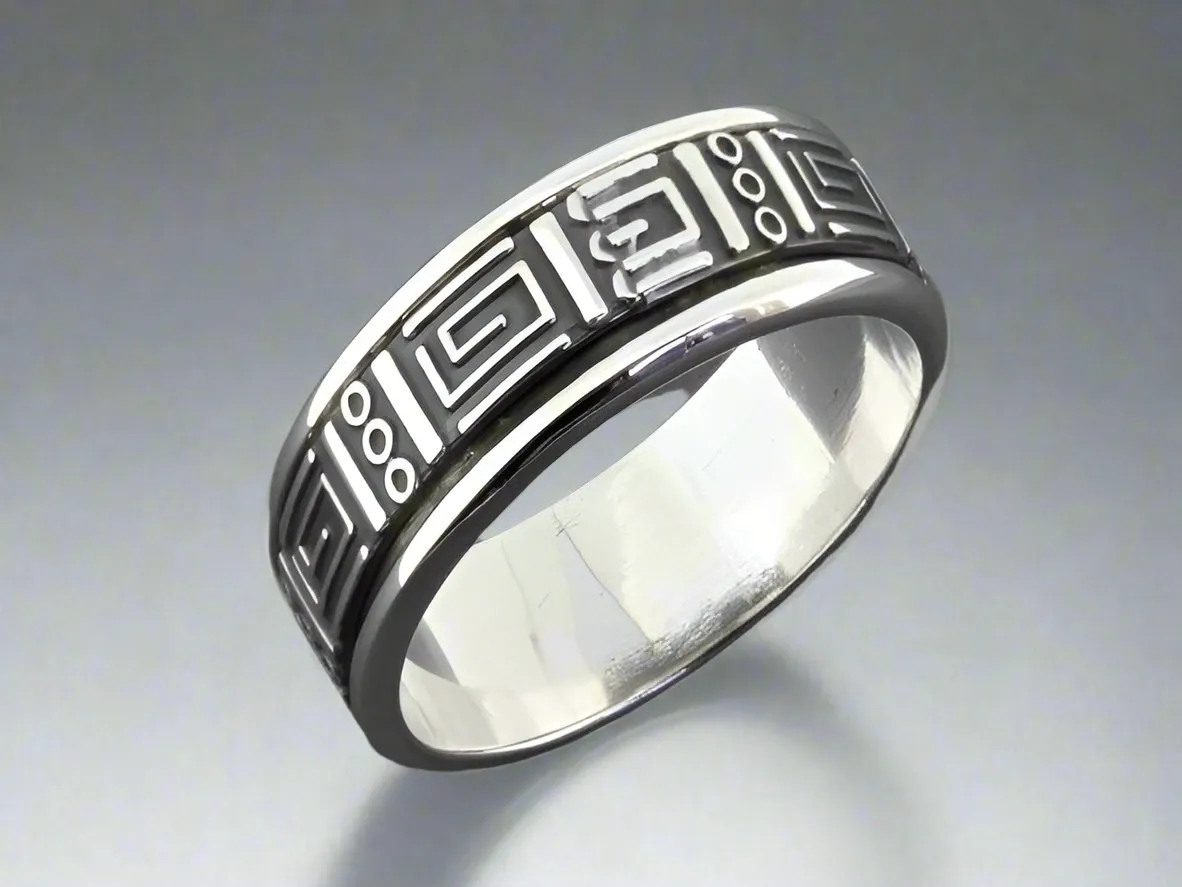 geometric spinner ring - sterling silver