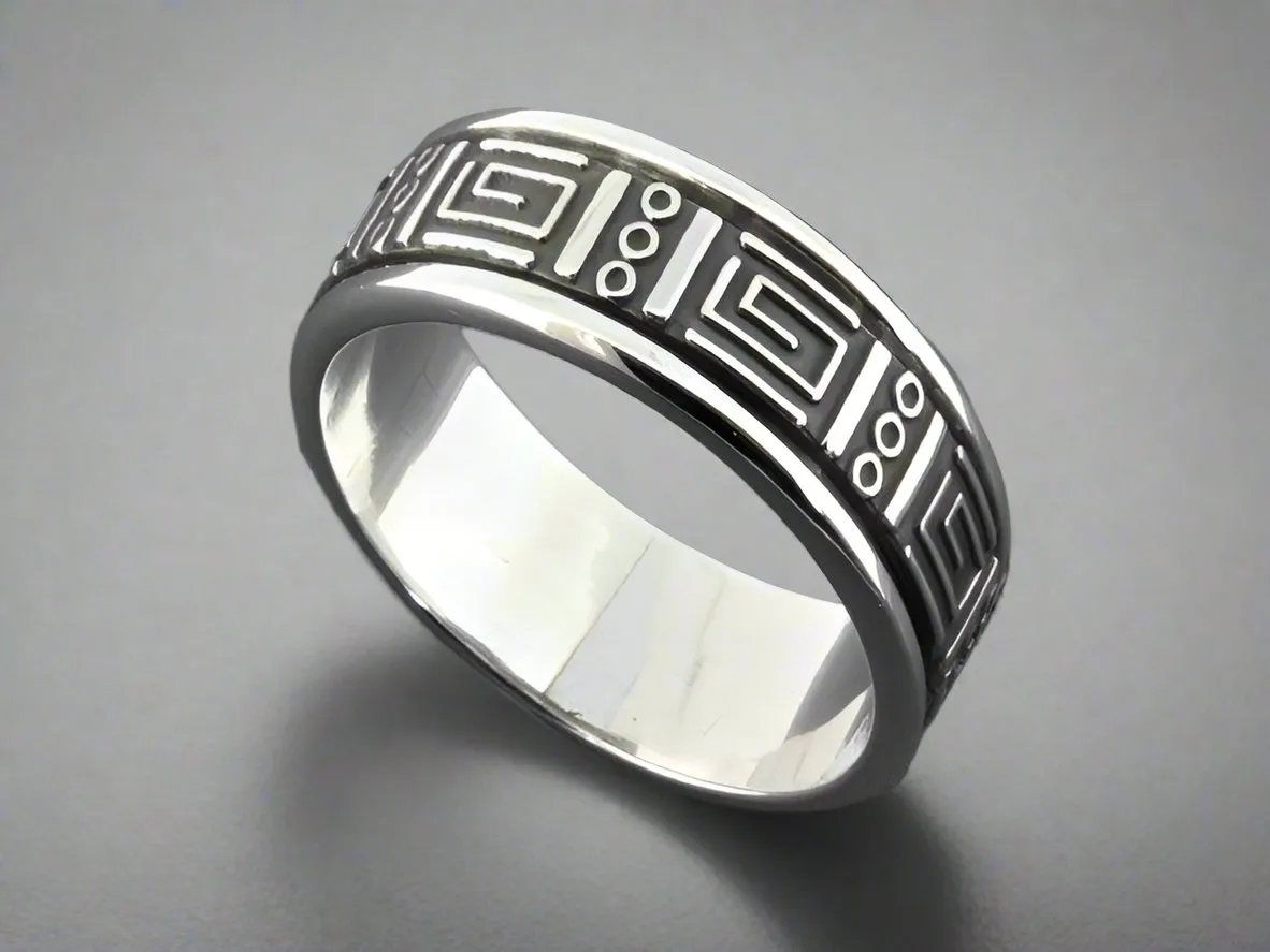 geometric spinner ring - sterling silver