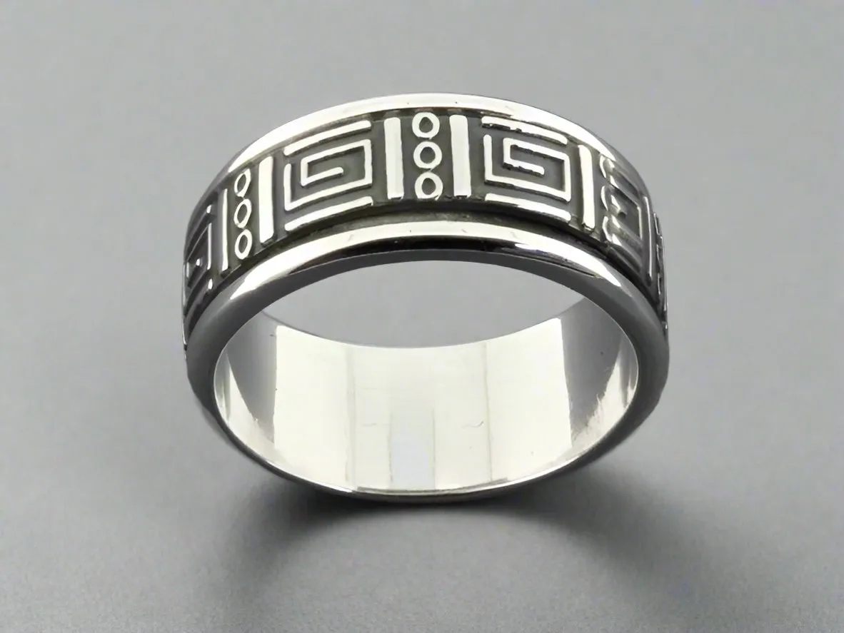 geometric spinner ring - sterling silver