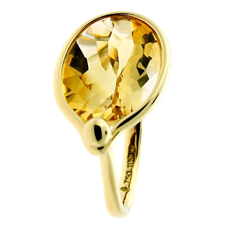 Georg Jensen Citrine Cocktail Yellow Gold Ring