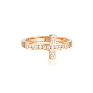 Georgini-Spiritus Wrap Cross Rose Gold Cubic Zirconia Ring