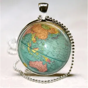 Globe Planet Earth World Map Pendant Necklace