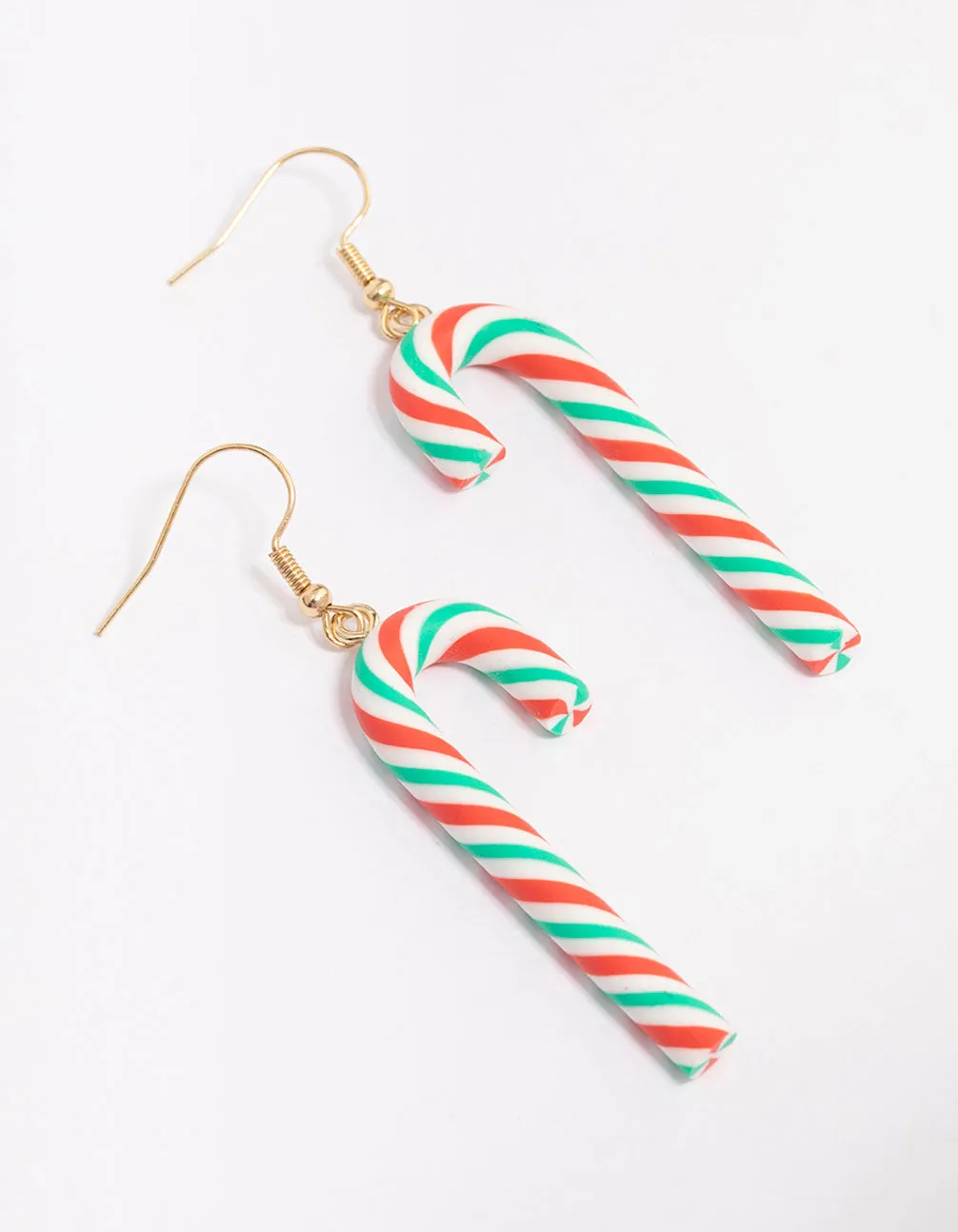 Gold Basic Candy Cane Drop Earrings