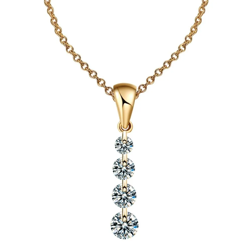 Gold Color Crystal Beads Pendants Necklace For Women