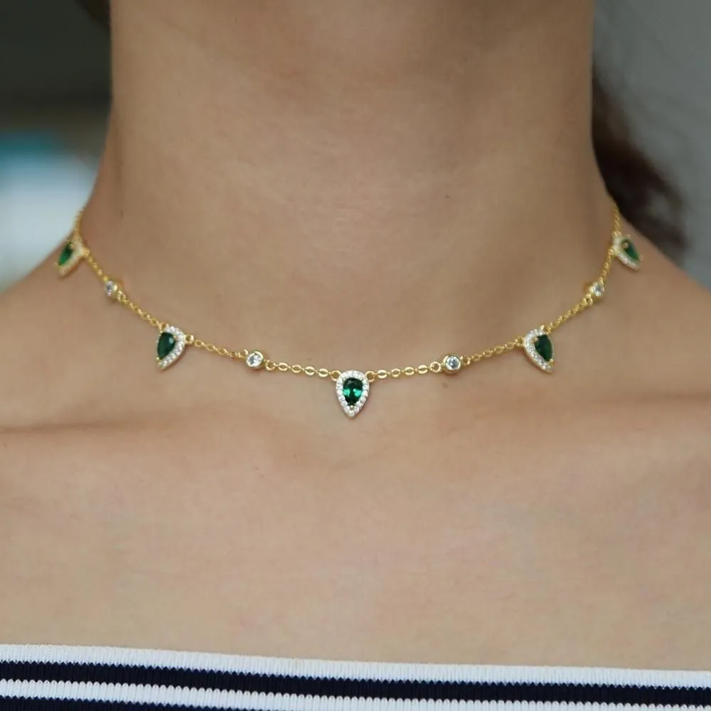 Gold Color Green Stone Bohemia Necklaces Charm Jewelry SS6666
