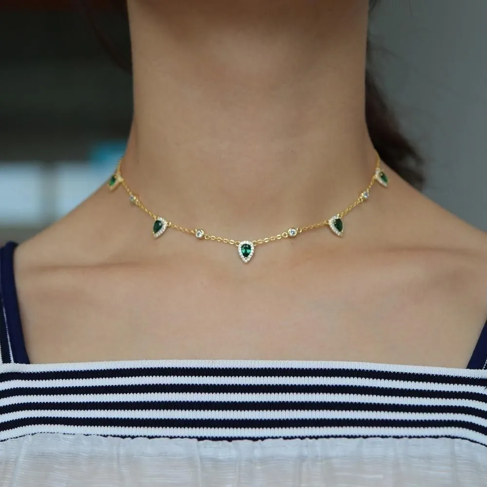 Gold Color Green Stone Bohemia Necklaces Charm Jewelry SS6666
