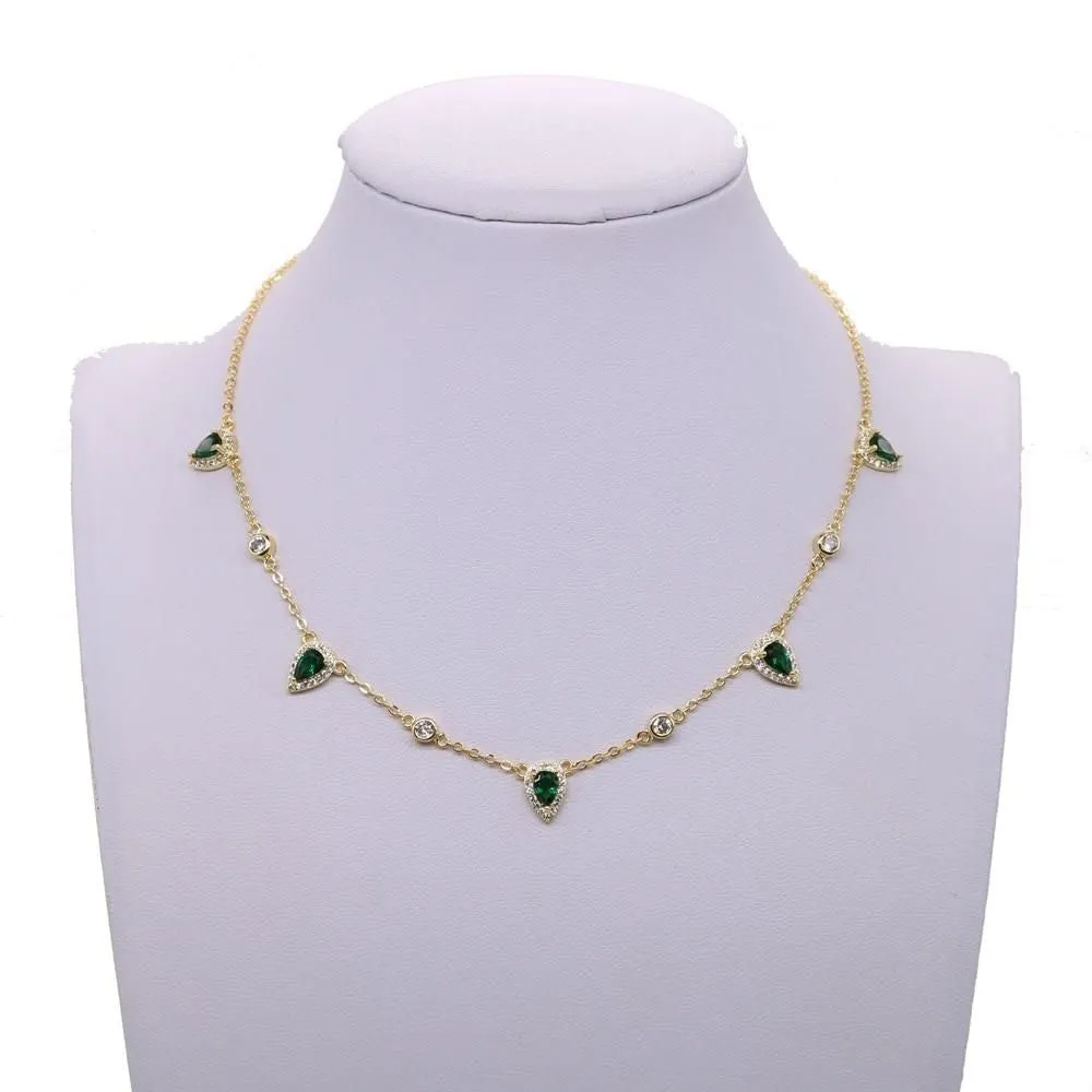 Gold Color Green Stone Bohemia Necklaces Charm Jewelry SS6666
