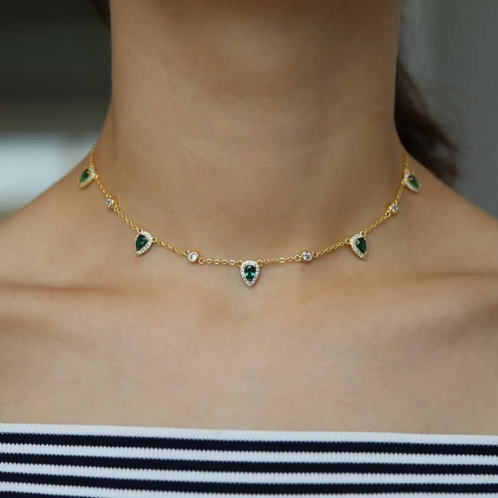Gold Color Green Stone Bohemia Necklaces Charm Jewelry SS6666