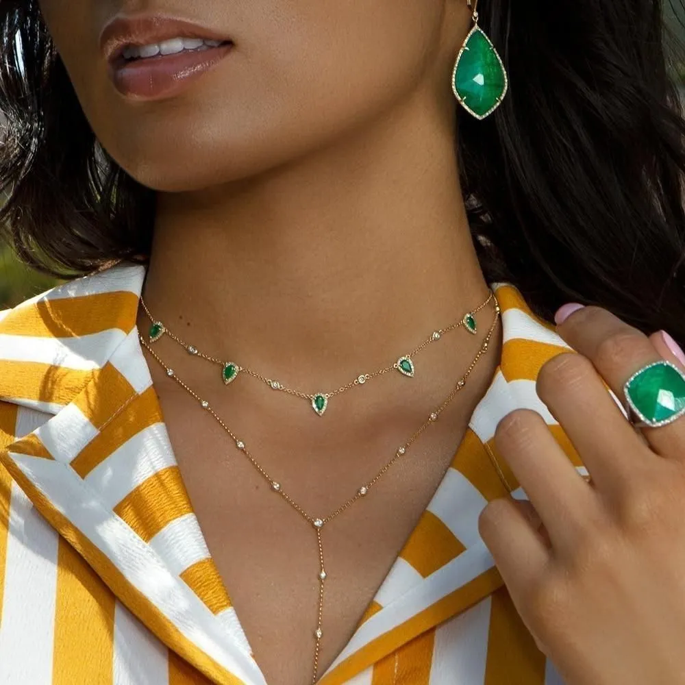 Gold Color Green Stone Bohemia Necklaces Charm Jewelry SS6666