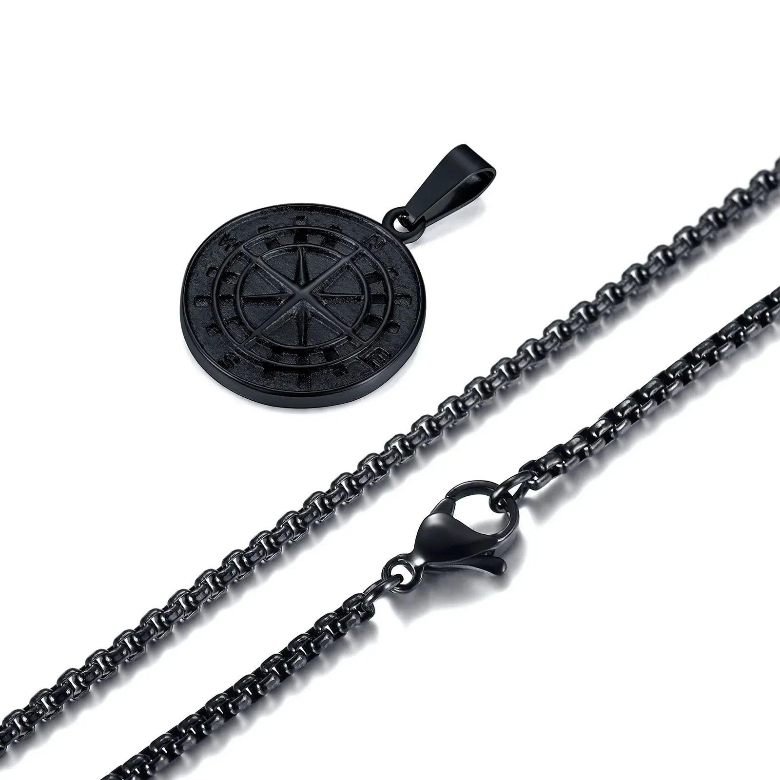 Gold Color Mens Compass Necklaces