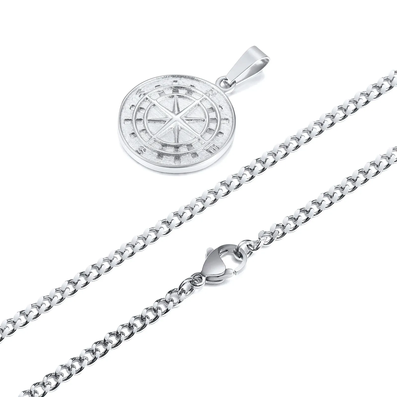 Gold Color Mens Compass Necklaces