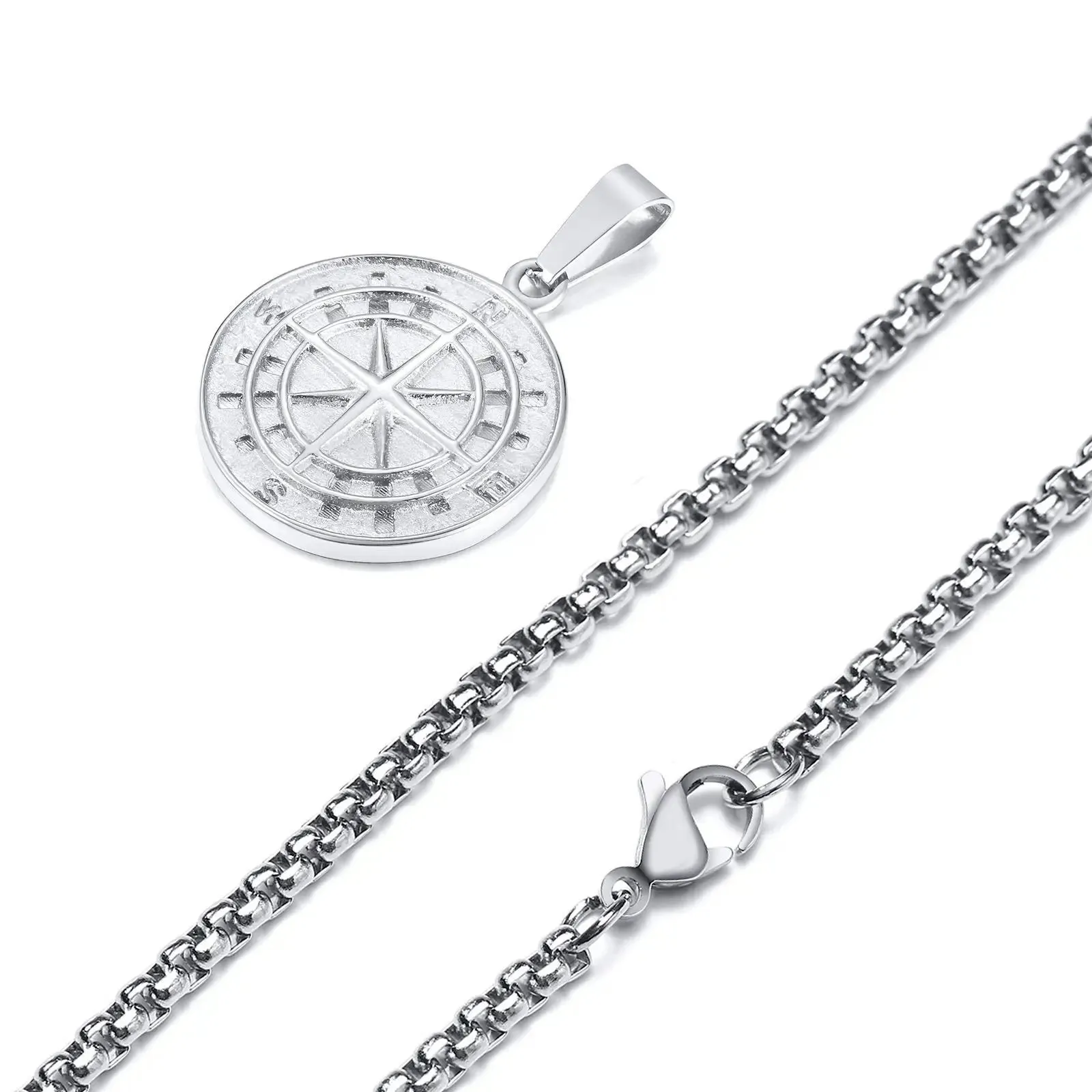 Gold Color Mens Compass Necklaces