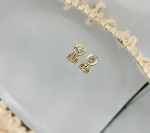 Gold Dipped Sparkling Stud Earrings