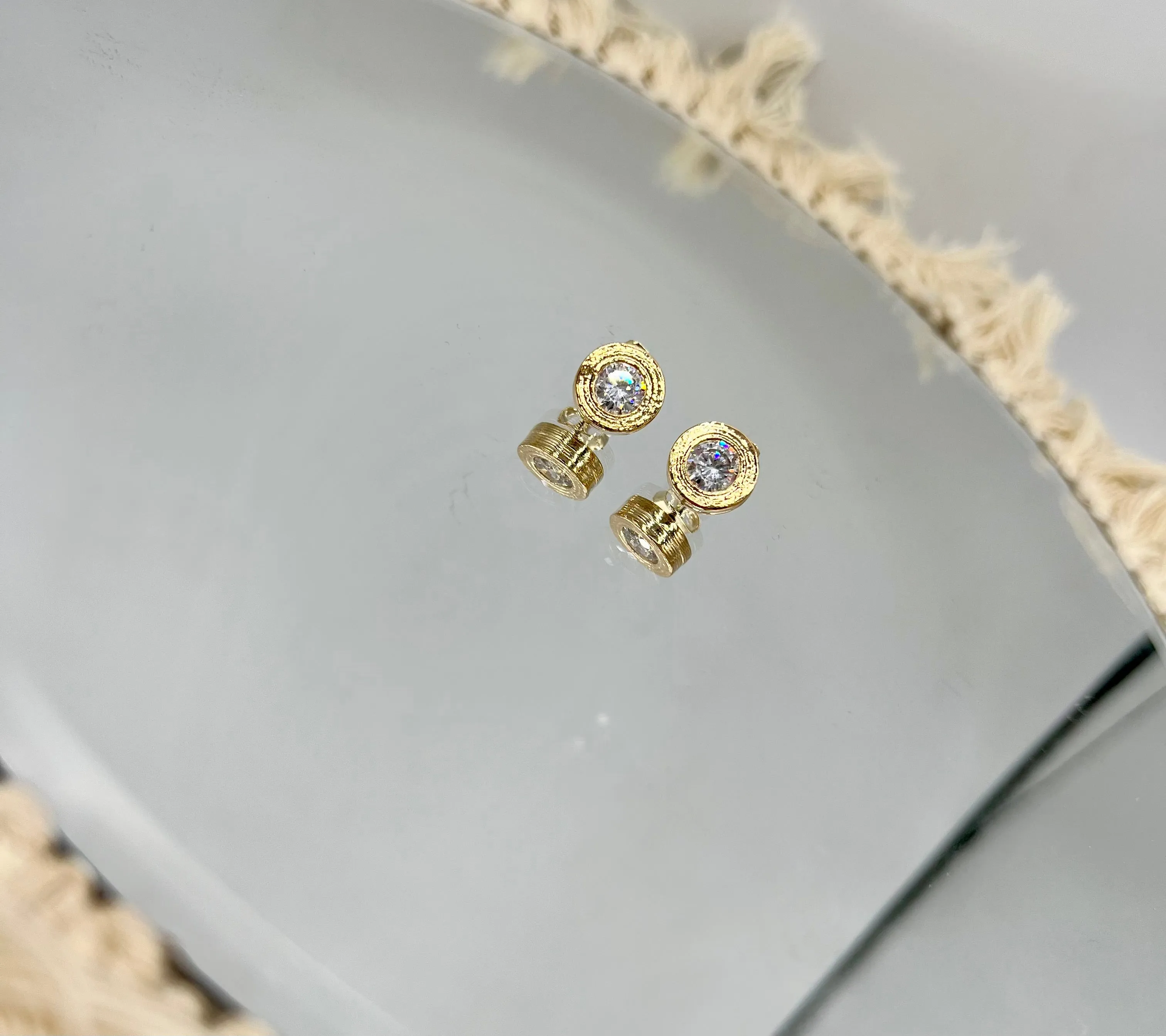 Gold Dipped Sparkling Stud Earrings