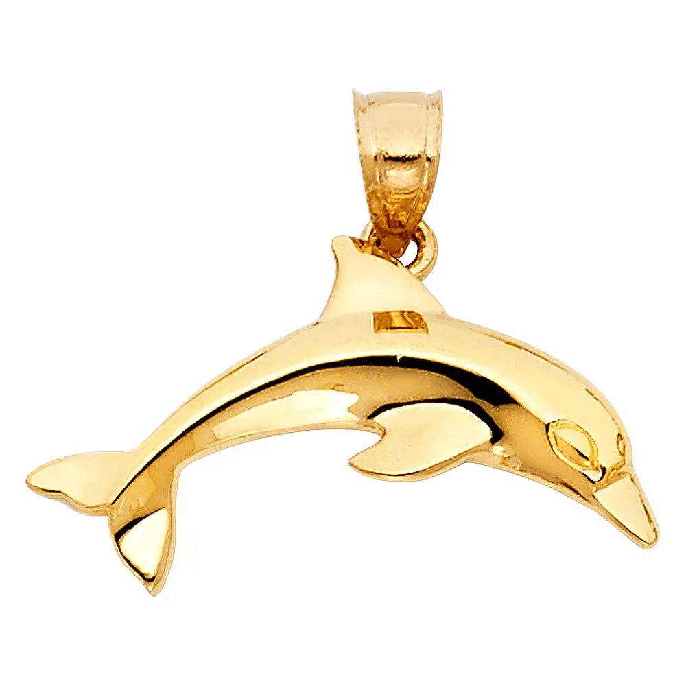 Gold Dolphin Pendant - Model 1669