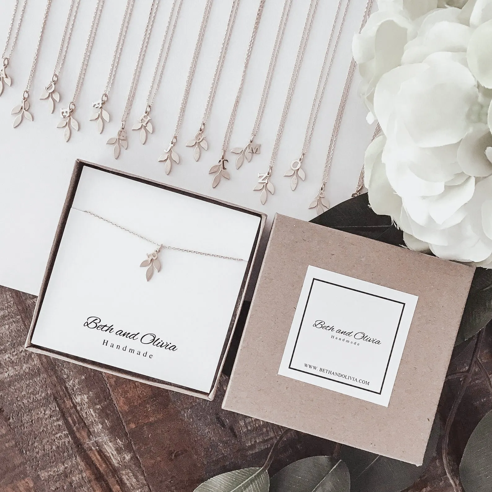 Gold Leaf Alphabet Necklaces
