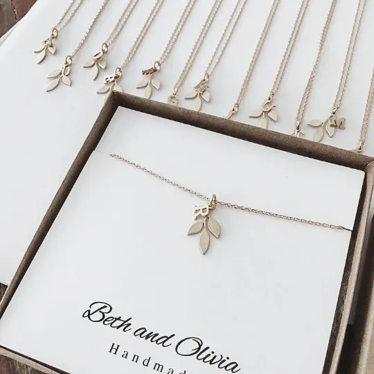 Gold Leaf Alphabet Necklaces