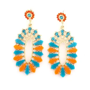 GOLD MULTI RED AND BLUE CRYSTAL EARRINGS  #SWAA-YW082806 (AA20)