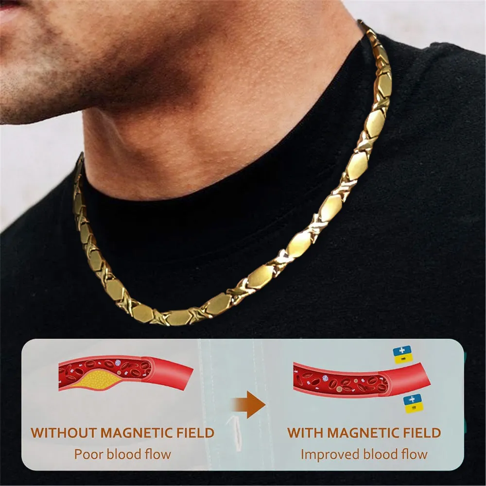 Gold Necklaces Men's Magnetic Therapy Necklaces Magnetic Necklace ,19.7 inchs FK-C9
