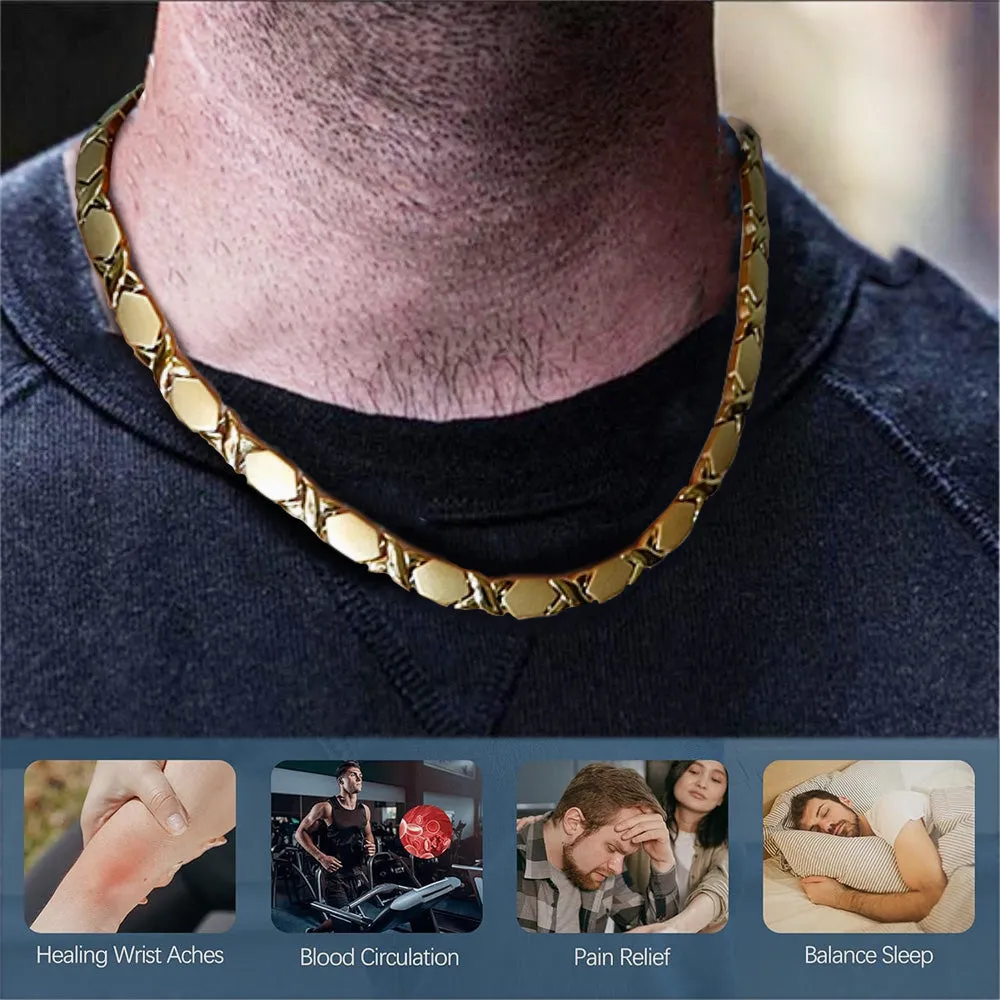Gold Necklaces Men's Magnetic Therapy Necklaces Magnetic Necklace ,19.7 inchs FK-C9