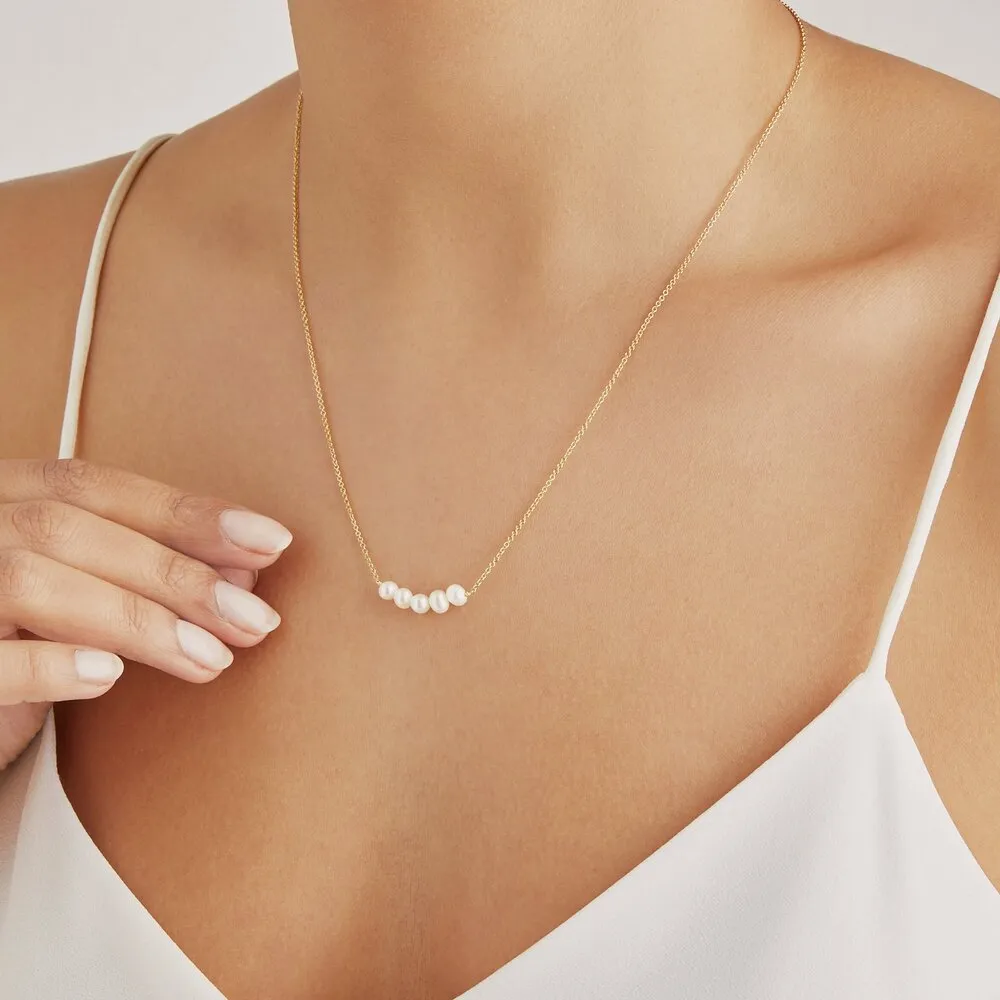 Gold Pearl Cluster Necklace