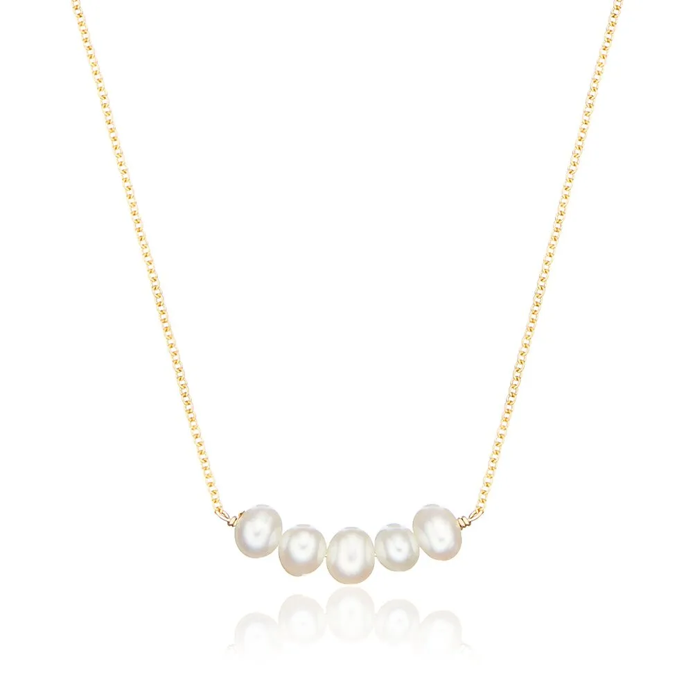 Gold Pearl Cluster Necklace