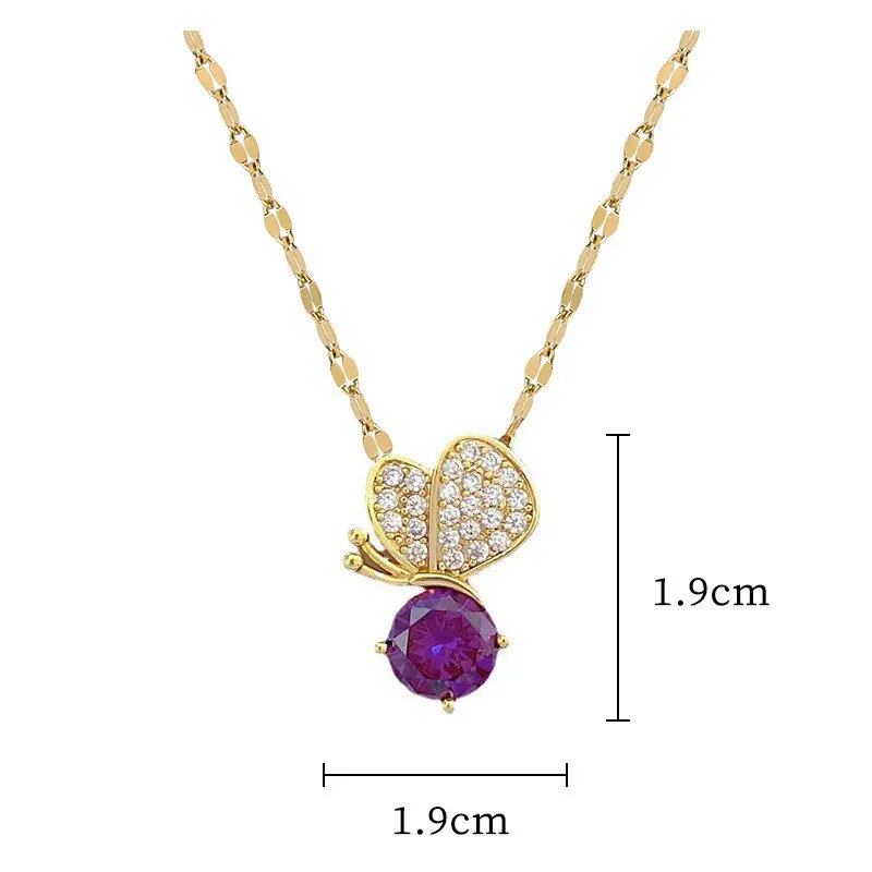 Gold Plated Elegant Insect Butterfly Pendant Necklace For Women