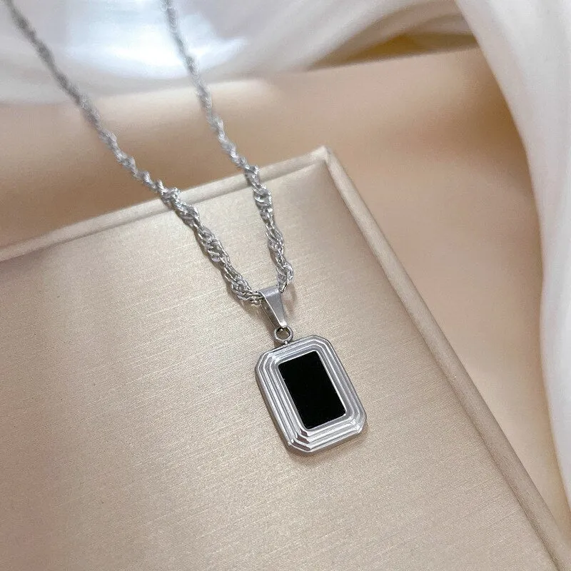 Gold Plated Temperament Geometric Square Pendant Necklace For Women