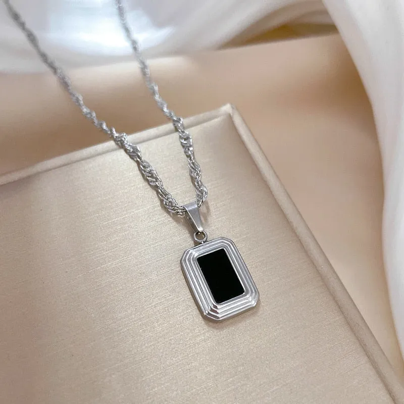 Gold Plated Temperament Geometric Square Pendant Necklace For Women