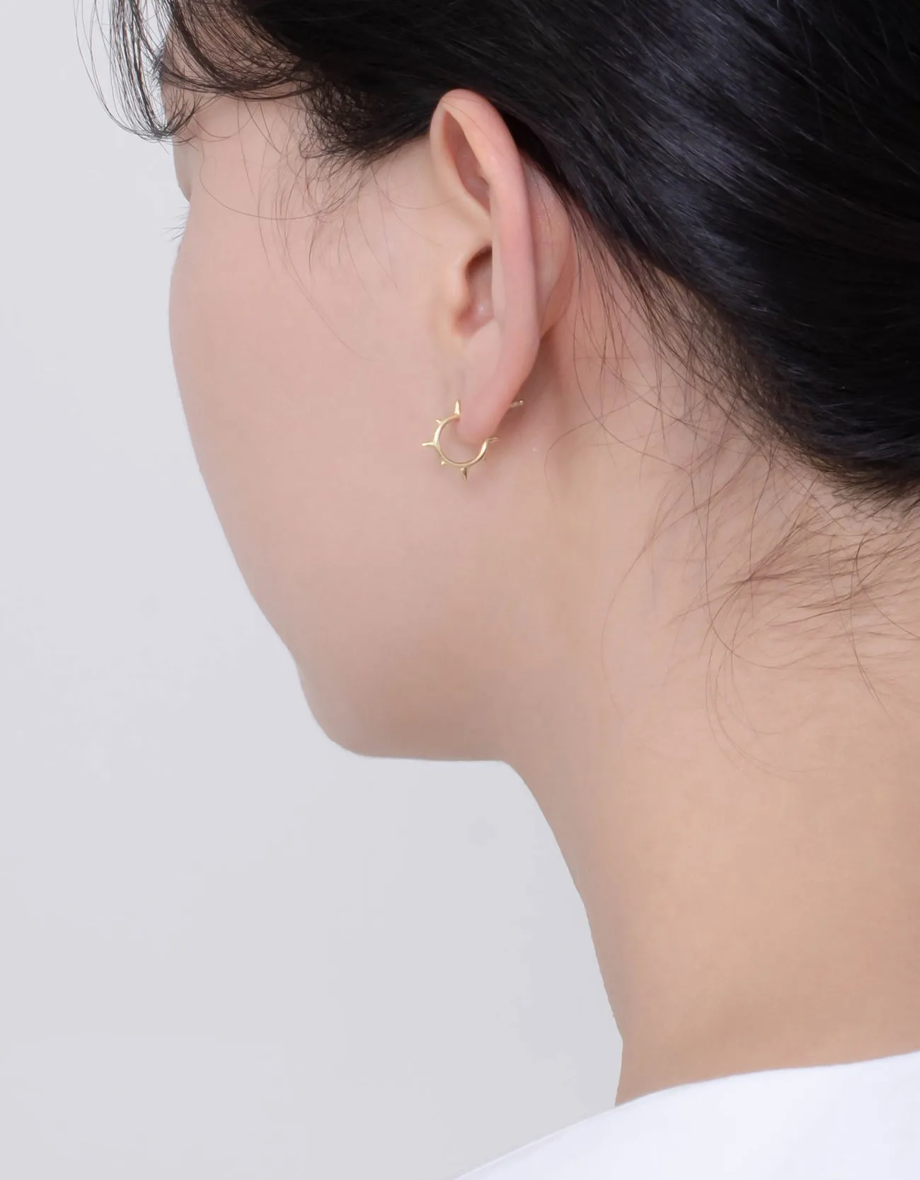 Golden Edge Spike Sterling Silver Hoops for a Bold Look