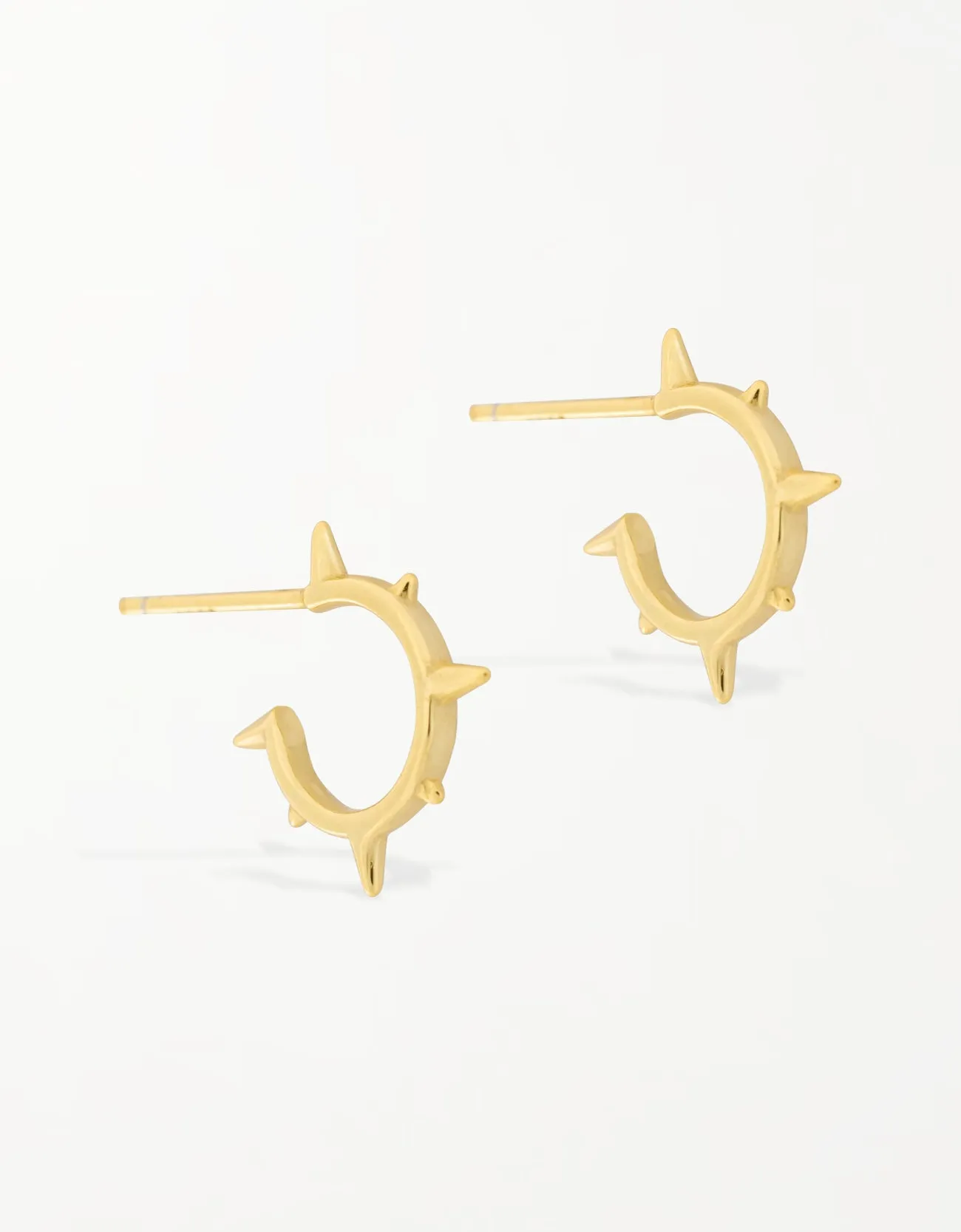 Golden Edge Spike Sterling Silver Hoops for a Bold Look