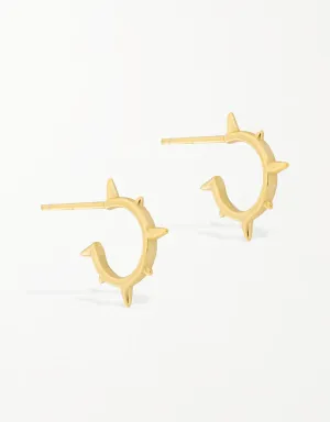 Golden Edge Spike Sterling Silver Hoops for a Bold Look